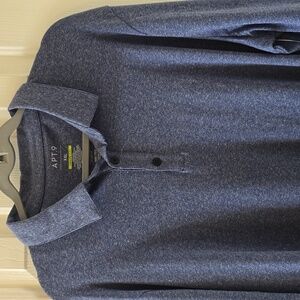 APT.9 BRAND MENS BIG & TALL BLUE LONG SLEEVE POLO SHIRT SIZE XXL
